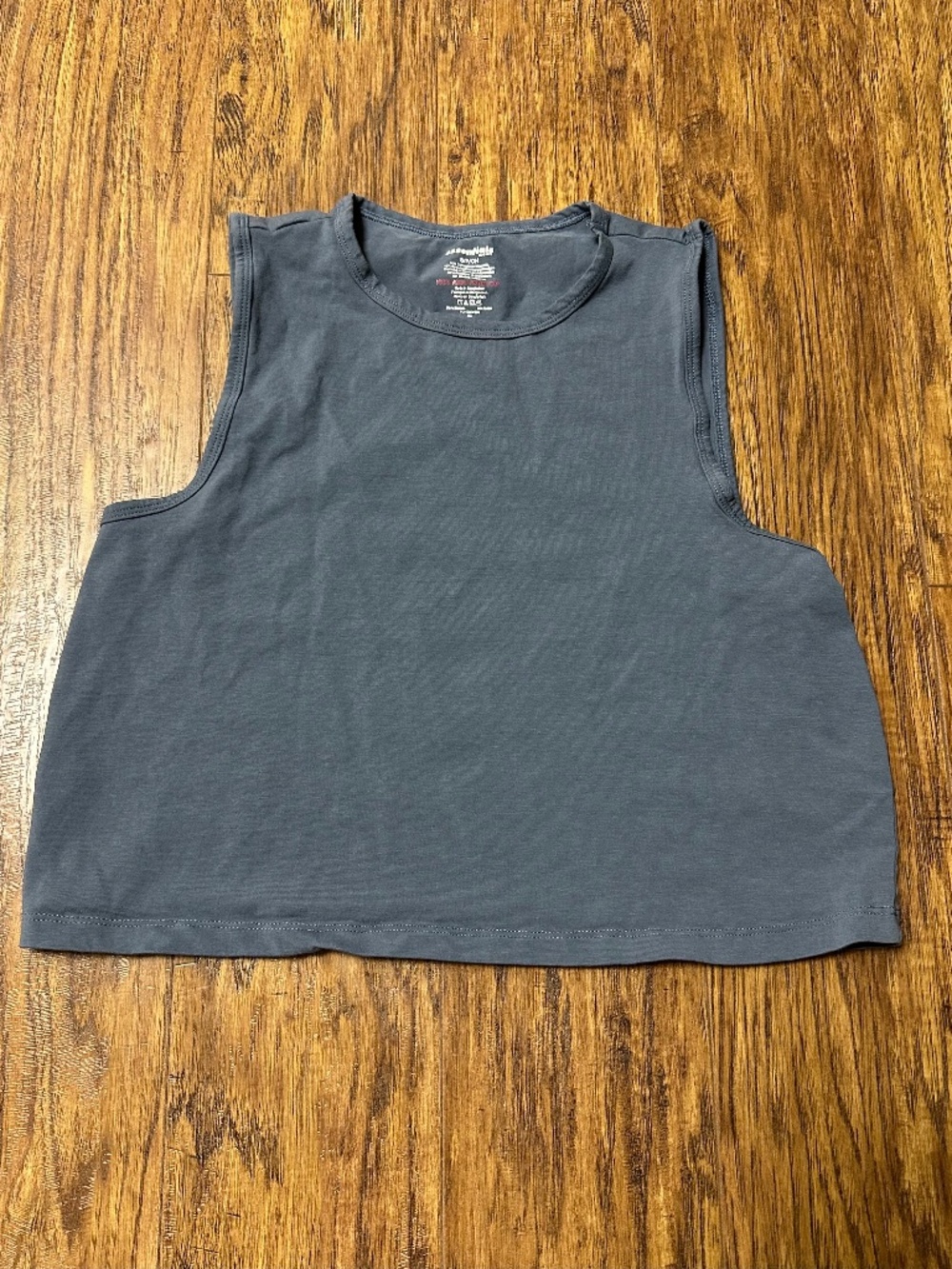 Essentials René Rofé Women's Crop Tank Top Deep Steel Blue Size Small